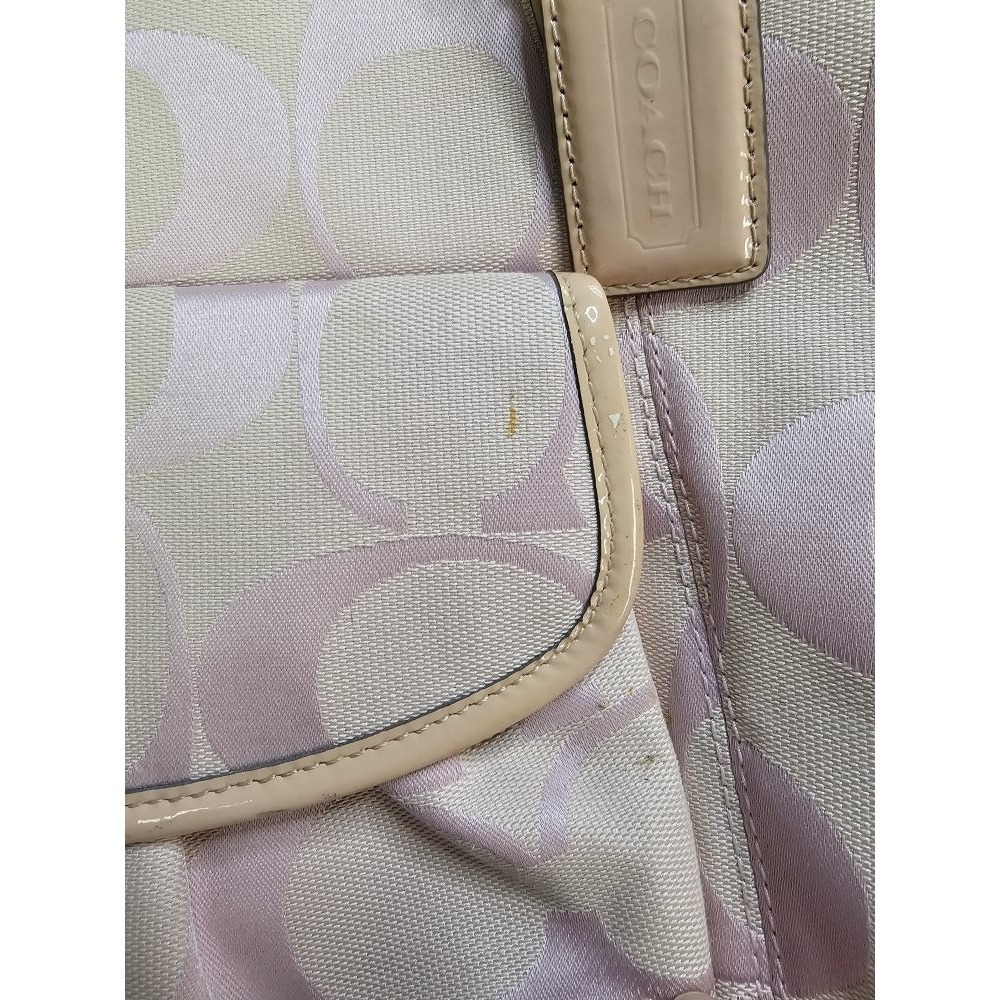 Vintage Pink Coach Signature Optic Leah Shoulder Tote Bag - Picture 13 of 14